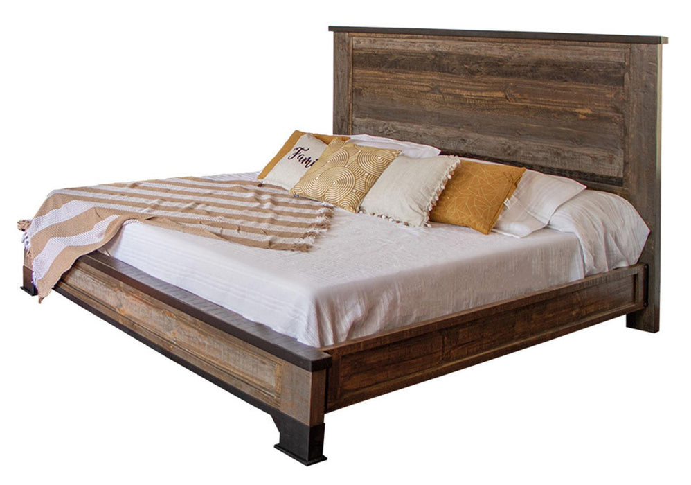 Antique Gray King Platform Bed in Gray/Brown