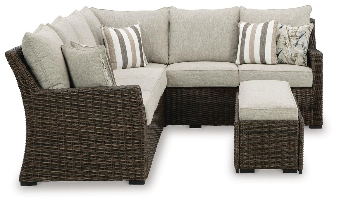 Brook Ranch Outdoor Sofa Sectional/Bench with Cushion (Set of 3)