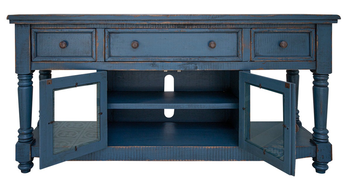 Aruba 70" TV Stand, w/3 Drawers & 2 Doors, in Dark Blue Finish